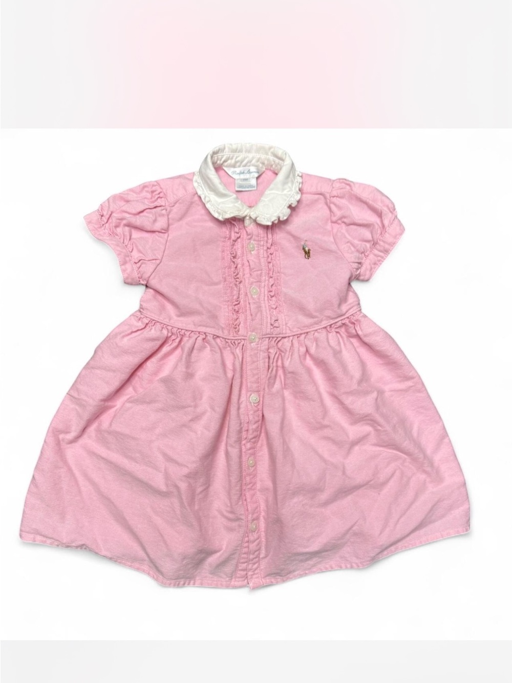 Ralph Lauren Pink Dress with White Ruffled Collar